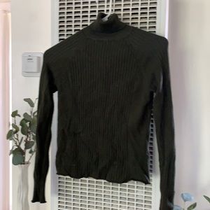 Zara knit green olive turtleneck ribbed sweater